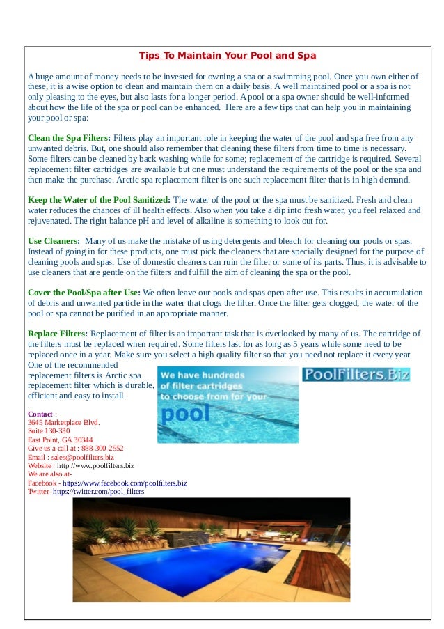 Tips To Maintain Your Pool And Spa