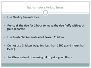 Tips to make a perfect biryani | PPT