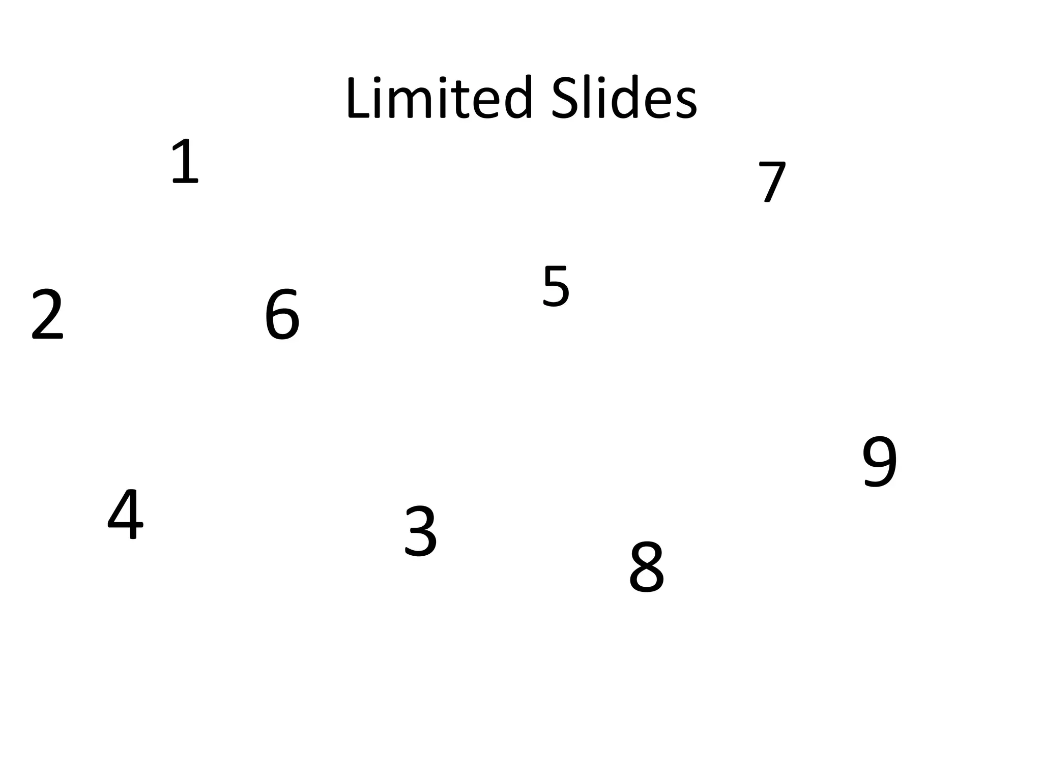 Limited Slides

1

2

7
5

6

4

3

9
8

 