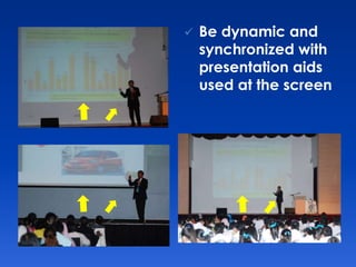  Be dynamic and 
synchronized with 
presentation aids 
used at the screen 
 