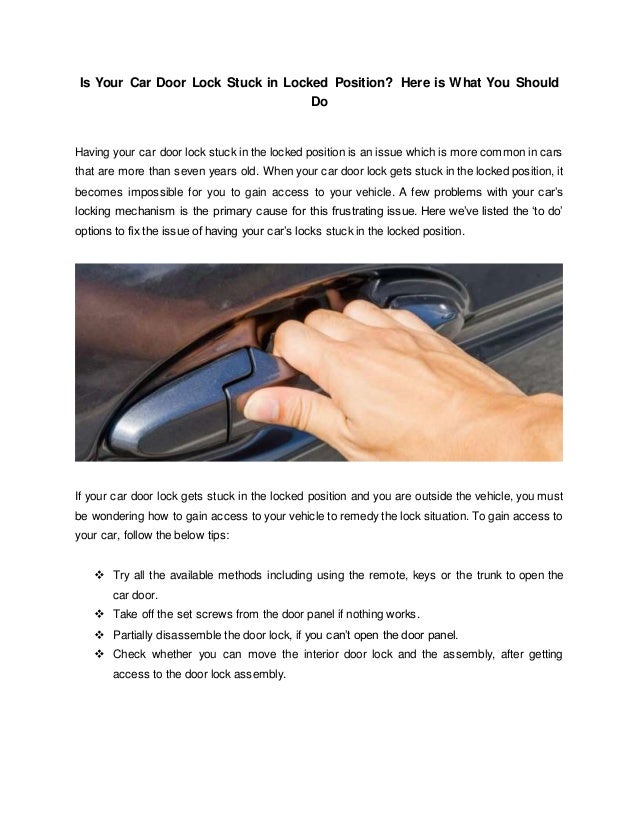 Tips To Prevent Car Door Lock Stuck In Locked Position