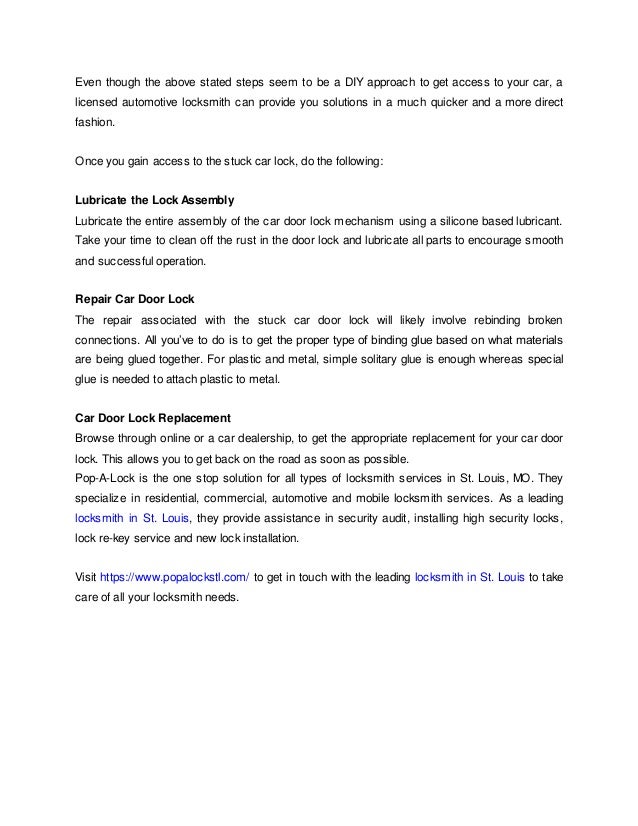 Tips To Prevent Car Door Lock Stuck In Locked Position