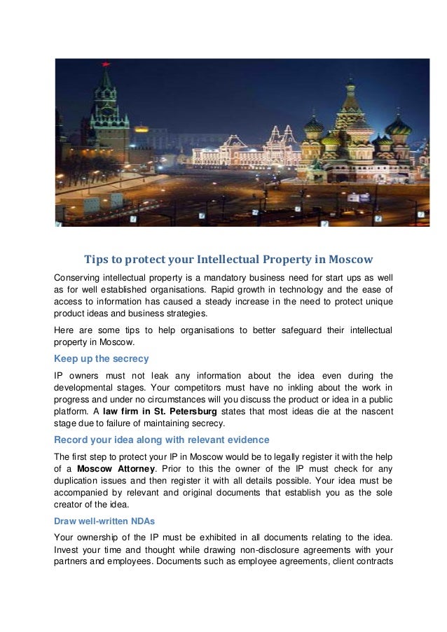 Tips to protect your intellectual property in moscow