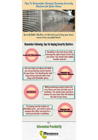Tips to Remember during Choosing Security Shutters For Your Home
