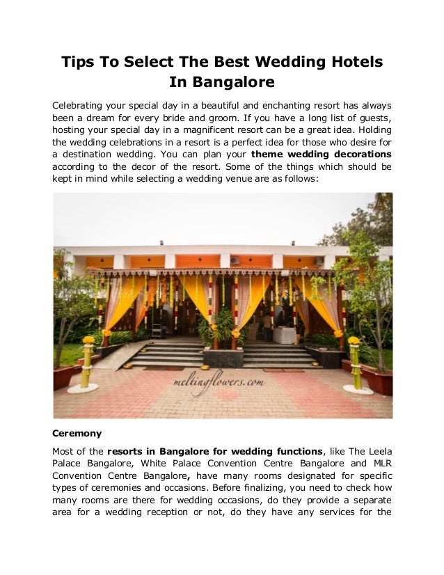 Tips To Select The Best Wedding Hotels In Bangalore