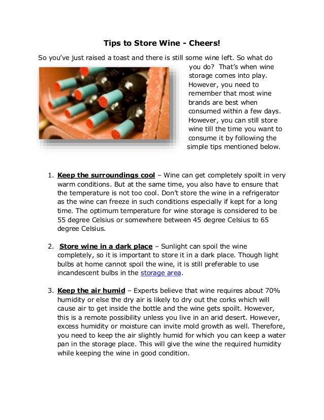 Tips to store wine