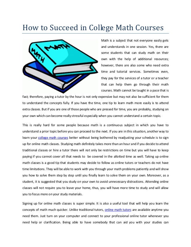 tips to succeed in college math courses college math problems