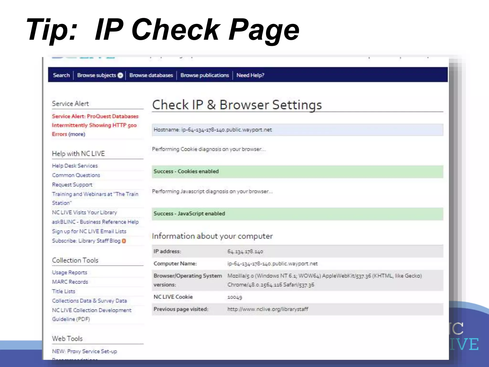 Tip: IP Check Page
 