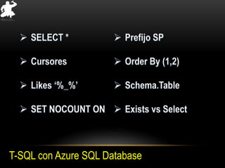 T-SQL con Azure SQL Database
 