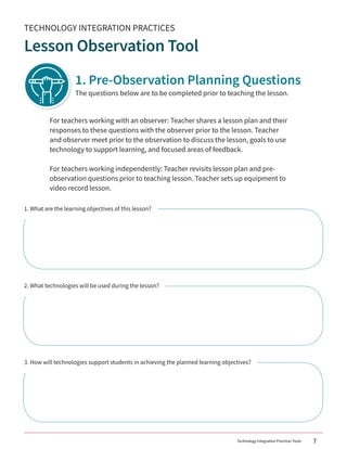 Technical Observation Tip tool observing teachers with technology | PDF