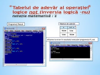 tipul_de_date_boolean limbajul turbo pascal | PPTX