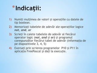 tipul_de_date_boolean limbajul turbo pascal | PPTX