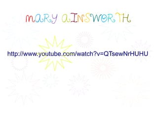 MARY AINSWORTH


http://www.youtube.com/watch?v=QTsewNrHUHU
 