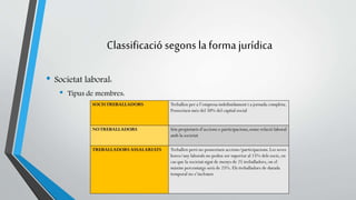 Classificació segons la forma jurídica 
• Societat laboral: 
• Tipus de membres: 
 