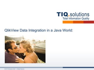 QlikView Data Integration in a Java World:




© 2012 TIQ Solutions GmbH • All Rights Reserved.
 