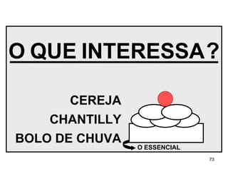 O   QUE   INTERESSA   ? CEREJA CHANTILLY BOLO DE CHUVA O ESSENCIAL 