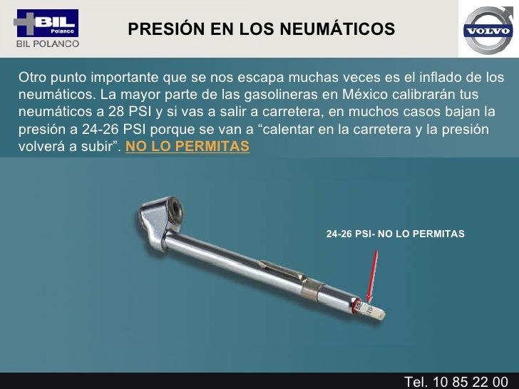 Presion de llantas para salir a carretera