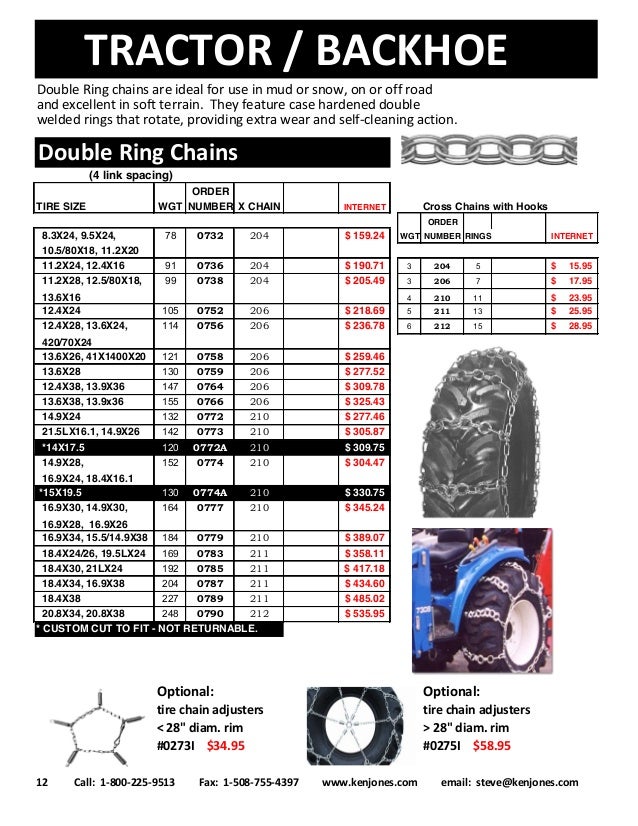 Tractor Tire Chain Size Chart