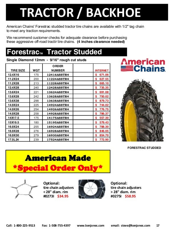 Optional Tire Size Chart