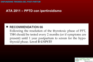 DISFUNZIONE TIROIDEA DEL POST-PARTUM

ATA 2011 – PPTD con ipertiroidismo

 