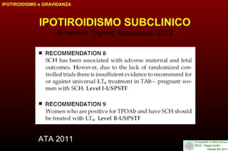 IPOTIROIDISMO e GRAVIDANZA

IPOTIROIDISMO SUBCLINICO
American Thyroid Association 2012

ATA 2011

 