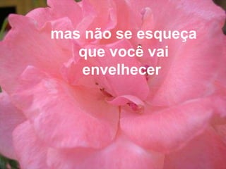 mas não se esqueça que você vai envelhecer  