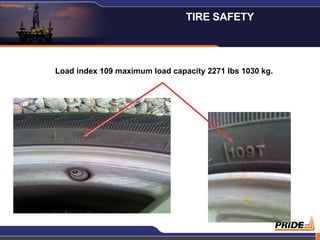 Load index 109 maximum load capacity 2271 lbs 1030 kg. TIRE SAFETY  