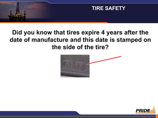 Did you know that tires expire 4 years after the date of manufacture and this date is stamped on the side of the tire? TIRE SAFETY  