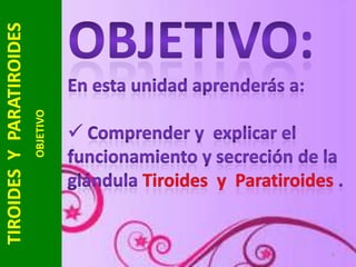 5

OBJETIVO

TIROIDES Y PARATIROIDES

 