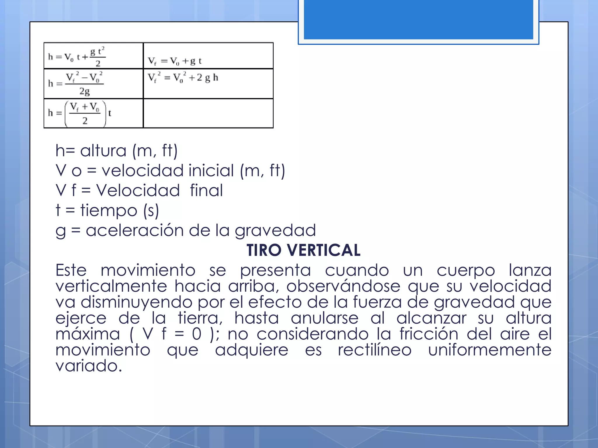 Tiro vertical y caída libre de los cuerpos | PPT