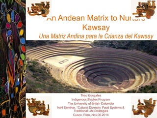 An Andean Matrix to Nurture
Kawsay
Una Matriz Andina para la Crianza del Kawsay
Tirso Gonzales
Indigenous Studies Program
...