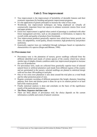 Tree Improvement Notes.pdf Tree Improvement and Silviculture iof | PDF