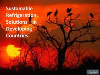 Sustainable Refrigeration  Solutions  in Developing Countries. 