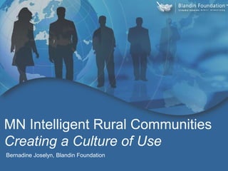 MN Intelligent Rural Communities Creating a Culture of Use Bernadine Joselyn, Blandin Foundation  