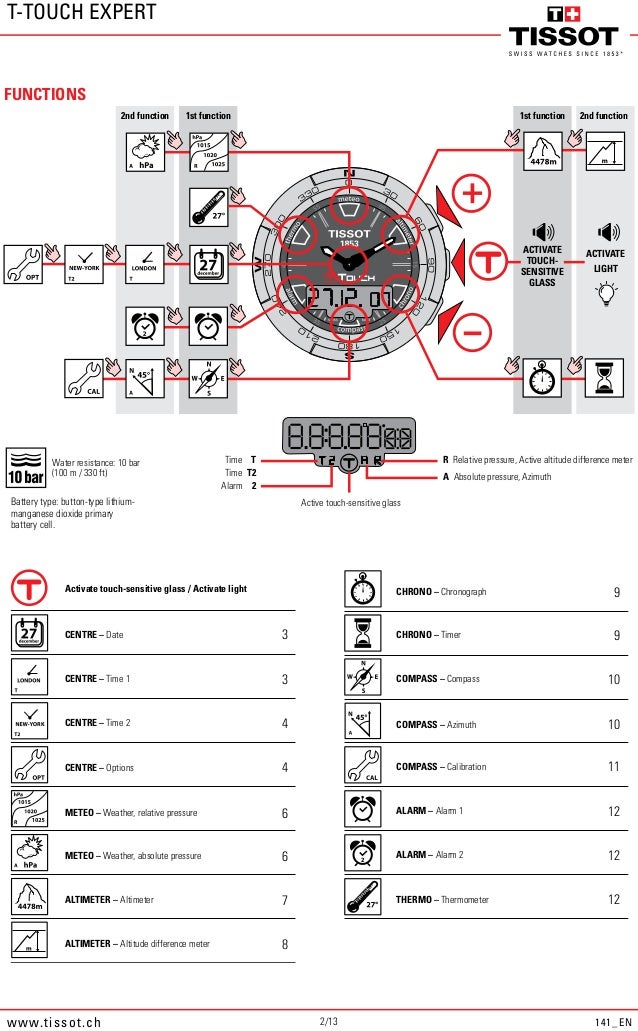 setting tissot t touch