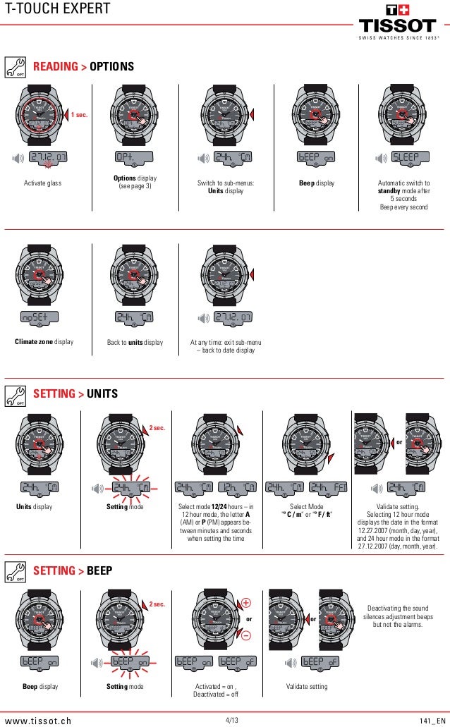 setting tissot t touch