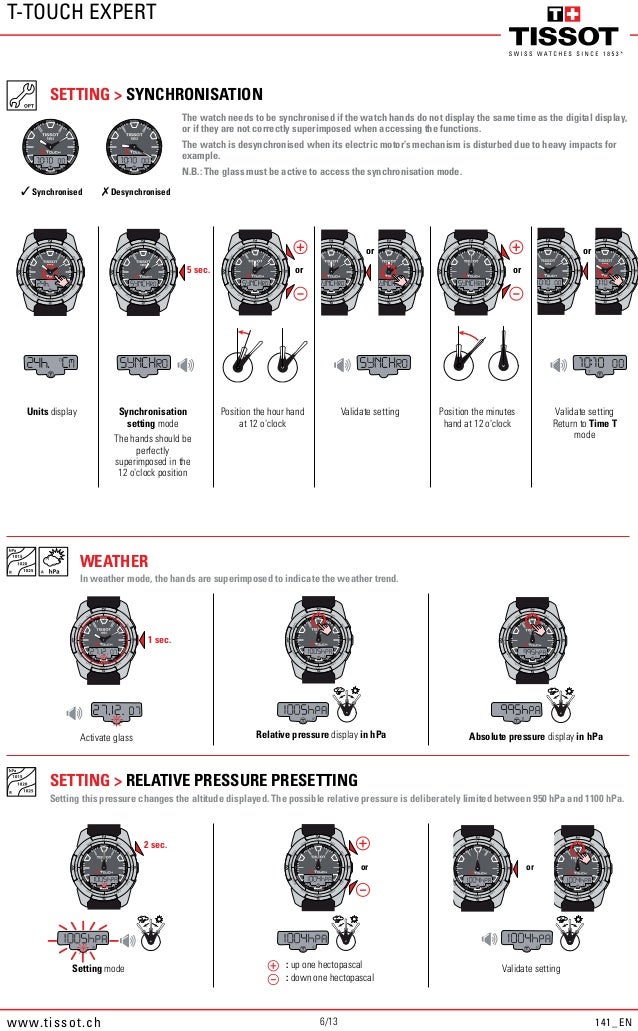 setting tissot t touch