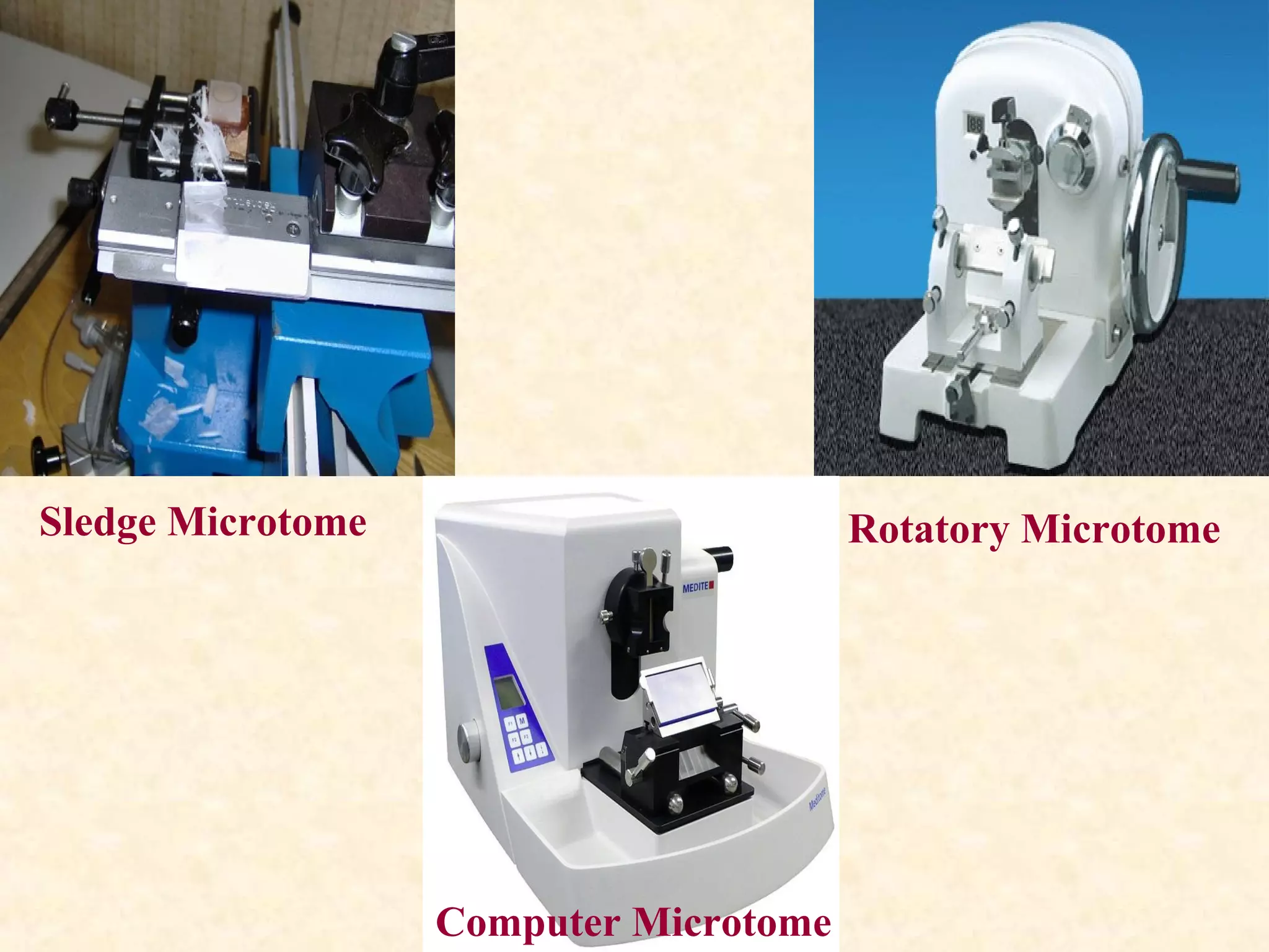Sledge Microtome Rotatory Microtome
Computer Microtome
 