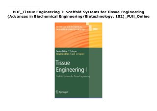 PDF_Tissue Engineering I: Scaffold Systems for Tissue Engineering
(Advances in Biochemical Engineering/Biotechnology, 102)_FUll_Online
Audiobook_Tissue Engineering I: Scaffold Systems for Tissue Engineering (Advances in Biochemical Engineering/Biotechnology, 102)_Free_download This book covers trends in modern biotechnology. All aspects of this interdisciplinary technology, where knowledge, methods and expertise are required from Chemistry, Biochemistry, Microbiology, Genetics, Chemical Engineering and Computer Science, are treated. More information as well as the electronic version available at springeronline.com
 