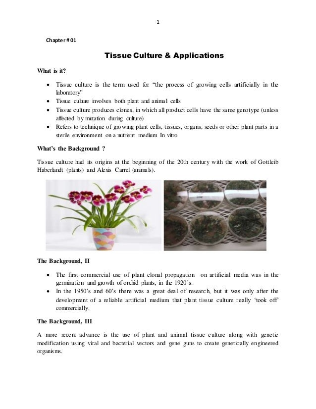 What is plant tissue culture and its applications