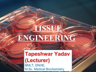 TISSUE
ENGINEERING
Tapeshwar Yadav
(Lecturer)
BMLT, DNHE,
M.Sc. Medical Biochemistry
 