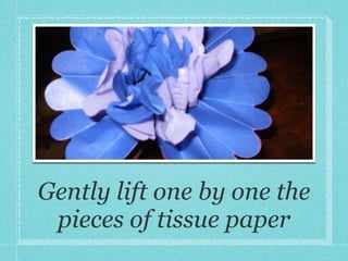 Gently lift one by one the
 pieces of tissue paper
 