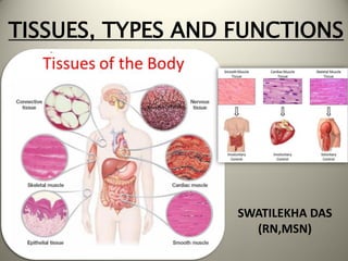 TISSUES, TYPES AND FUNCTIONS
SWATILEKHA DAS
(RN,MSN)
 