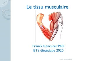 Franck Rencurel 2020
Le tissu musculaire
Franck Rencurel, PhD
BTS diététique 2020
 