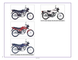 2
05.07.99
CG125 CARGO (Modelo 96) (9C2JA0101SRT80003~)
CG125 TITAN (Modelo 96) (9C2JC2501SRT00009~)
 