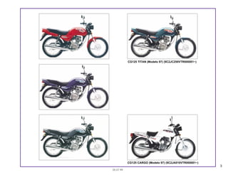 3
05.07.99
CG125 CARGO (Modelo 97) (9C2JA010VTR000001~)
CG125 TITAN (Modelo 97) (9C2JC250VTR000001~)
 