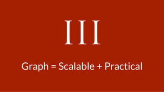 III
Graph = Scalable + Practical
 