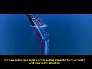 The Bow submerged completely by pulling down the Stern vertically
and then finally detached
 