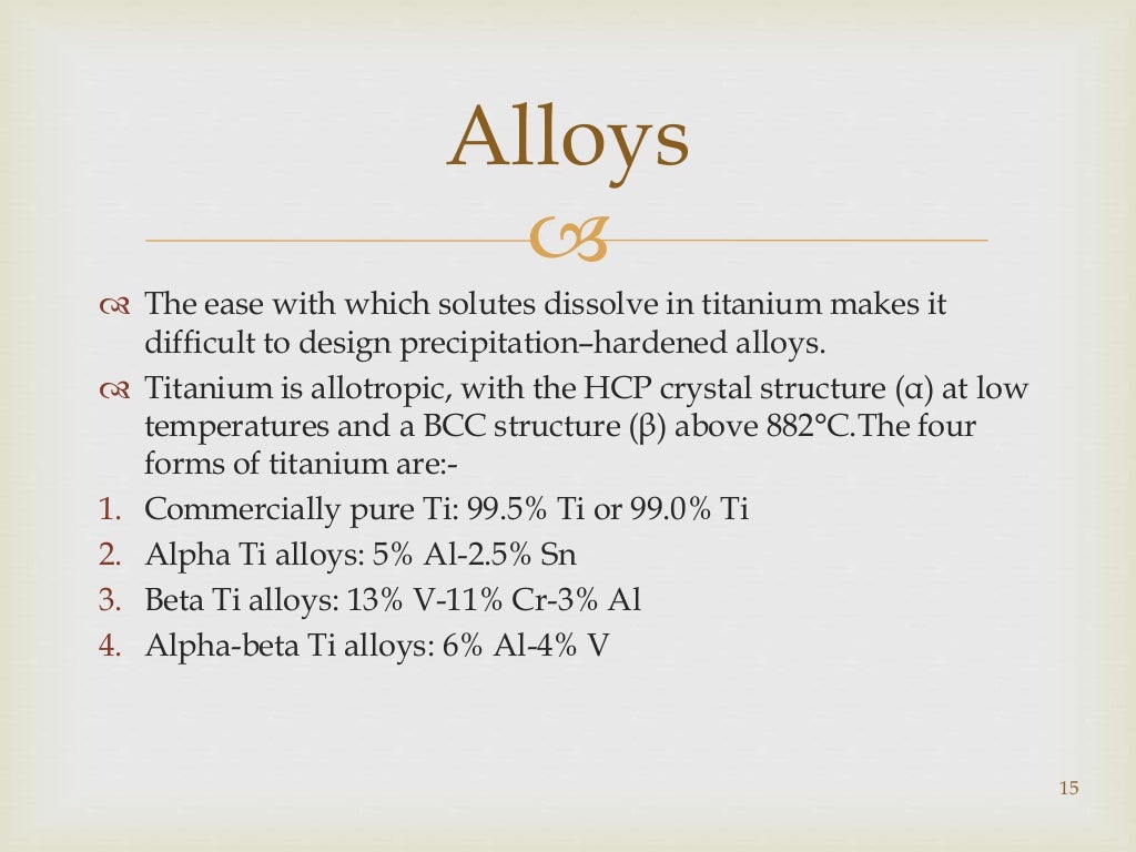 Titanium and its alloys