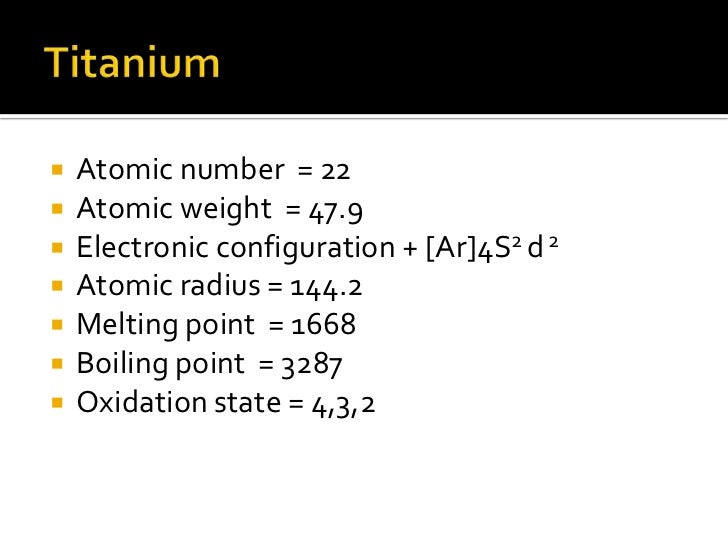 configuration v electron 2+ and ppt its alloys Titanium show